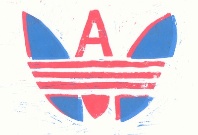 Heiland, Katharina_Logo-Variation zu Adidas_Linolschnitt in 2 Farben mit verlorener Platte_2012_8b.jpg